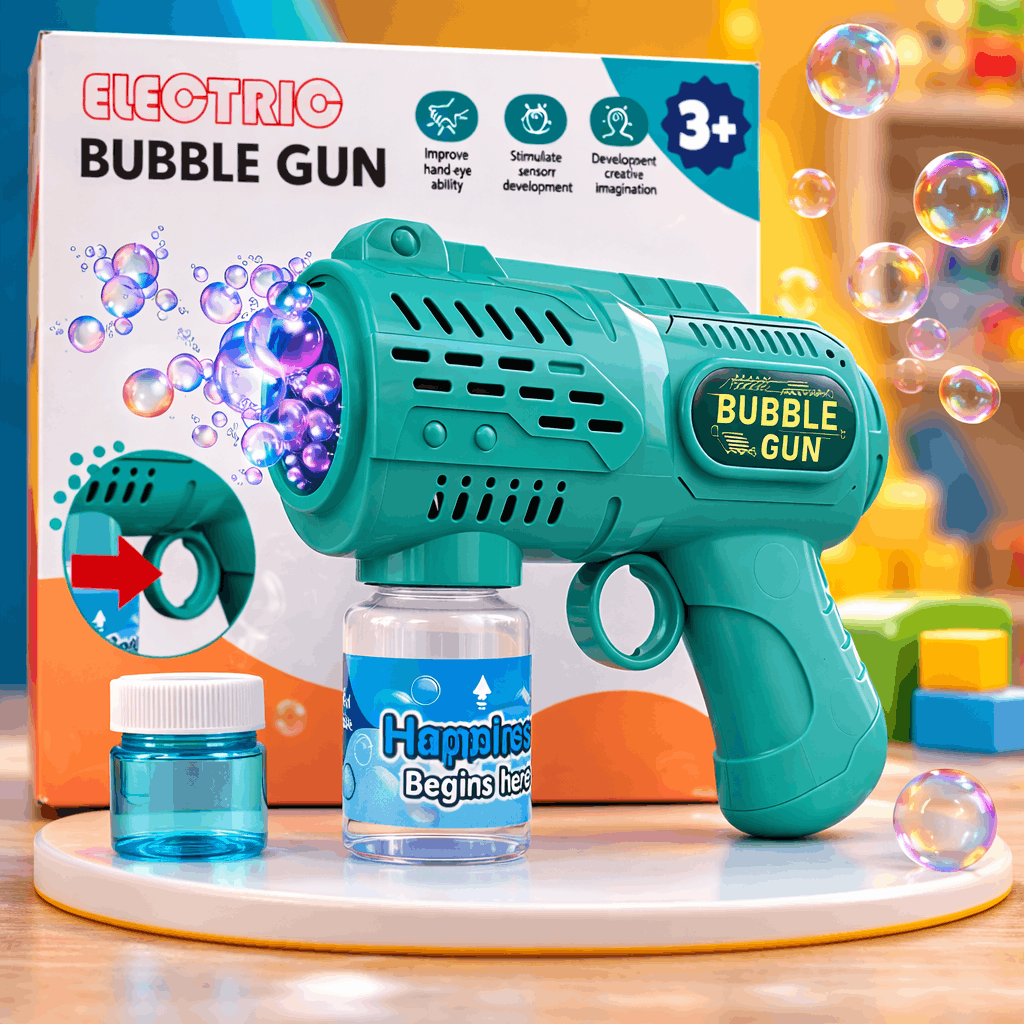 Electric Bubble Gun for Kids – Automatic Bubble Blaster Toy with Bubble Solution | Fun Outdoor & Indoor Bubble Machine Toy for Boys & Girls - TodsKart
