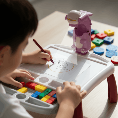 4 - in - 1 Kids Projection Drawing Table – Tetris Painting Table with Projector & 12 Watercolor Pens - TodsKart