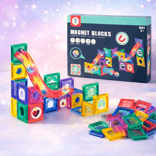 Magnetic Building Blocks Set (40 PCS) – Educational Marble Run Toy for Kids