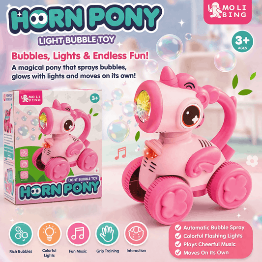 Unicorn Bubble Blaster Toy with Lights & Music – Automatic Bubble Spray Toy for Kids