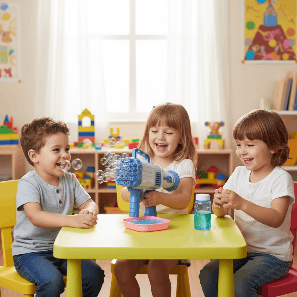 32-Hole Bazooka Bubble Gun – Automatic Bubble Blaster Toy with LED Lights for Kids