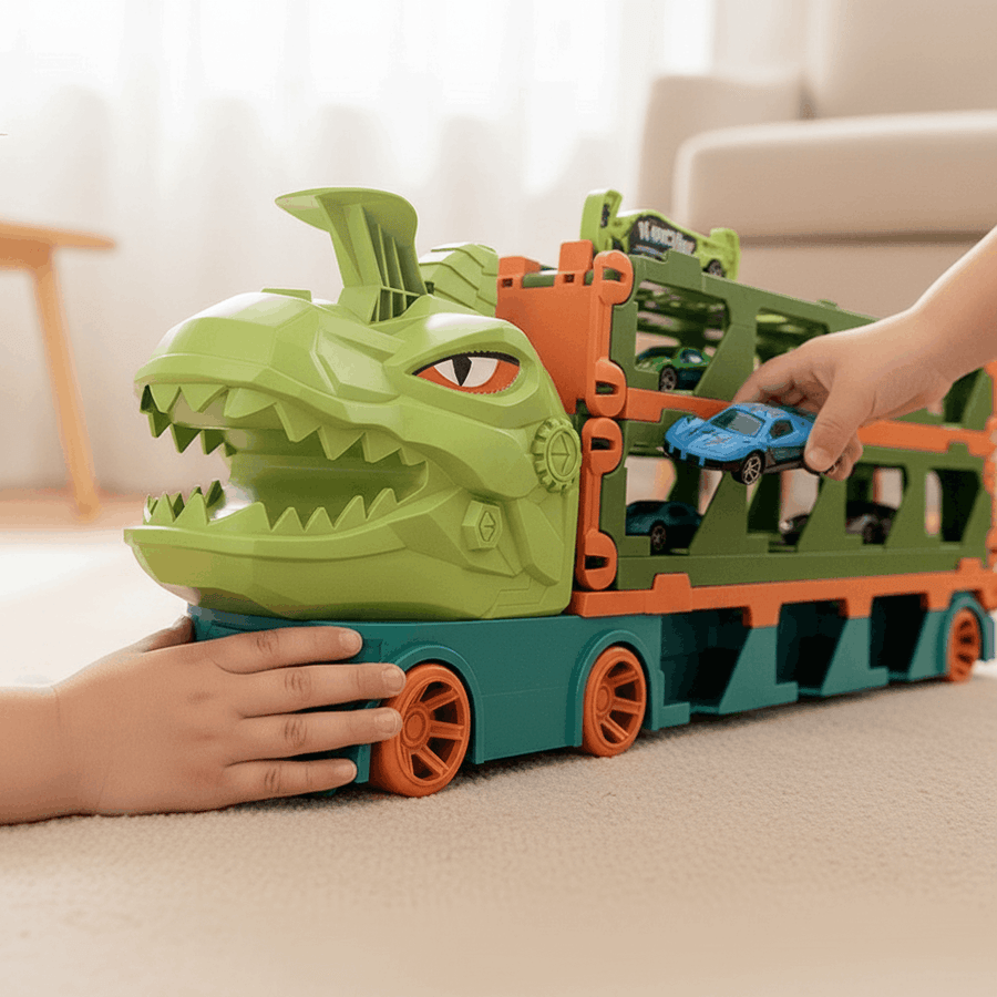 Dinosaur Catapult Truck Toy – Transporter Launcher Truck with Mini Cars for Kids
