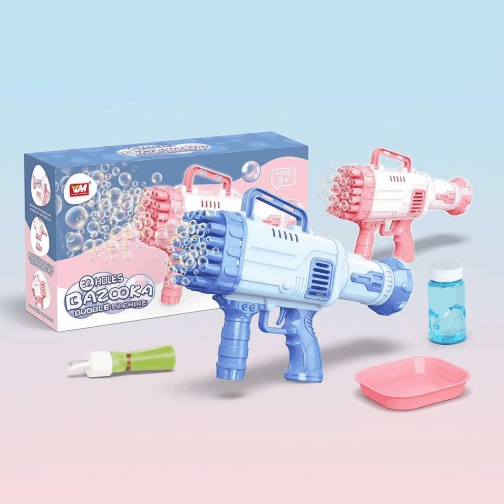 32-Hole Bazooka Bubble Gun – Automatic Bubble Blaster Toy with LED Lights for Kids
