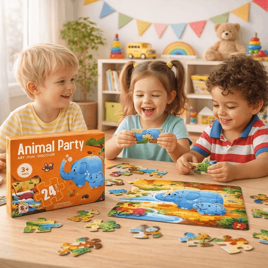 Animal Party 24 - Piece Kids Puzzle – Educational Jigsaw Puzzle Toy for Toddlers | Fun Learning Animal Puzzle Game for Boys & Girls - TodsKart