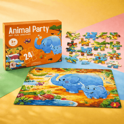 Animal Party 24 - Piece Kids Puzzle – Educational Jigsaw Puzzle Toy for Toddlers | Fun Learning Animal Puzzle Game for Boys & Girls - TodsKart