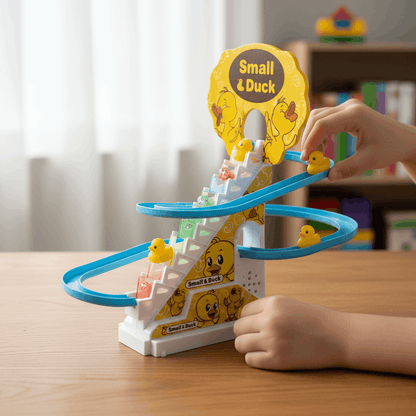 Electric Duck Climbing Stairs Toy – Musical Duck Slide Track with Lights & Escalator for Kids - TodsKart