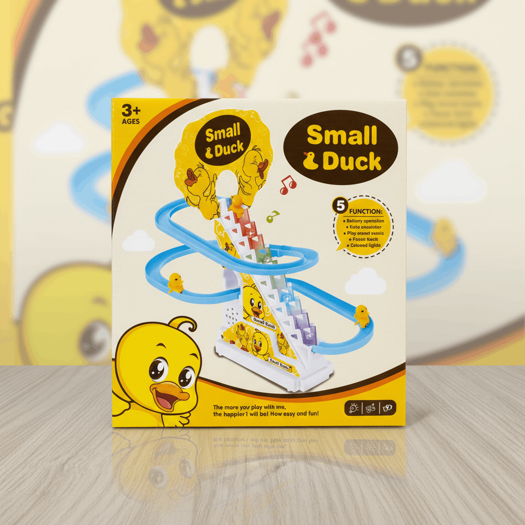 Electric Duck Climbing Stairs Toy – Musical Duck Slide Track with Lights & Escalator for Kids - TodsKart