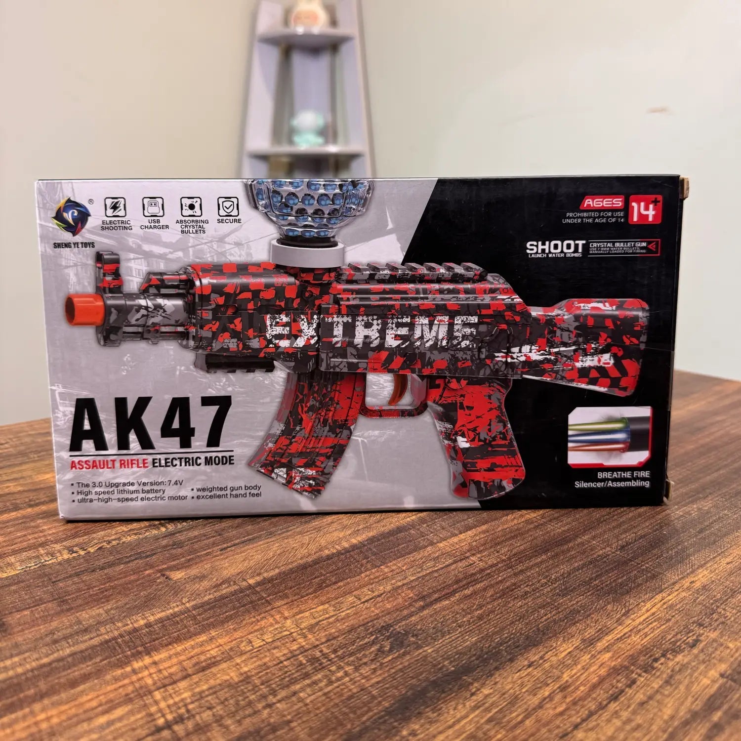 Electric Gel Blaster Toy Gun AK47 Style – USB Rechargeable Water Beads Shooting Toy with Orbeez Bullets - TodsKart