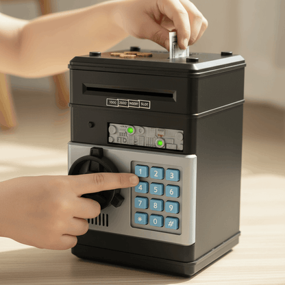 Kids Electronic ATM – Password Money Saving Bank with Coin Slot & Auto Bill Insert for Children - TodsKart