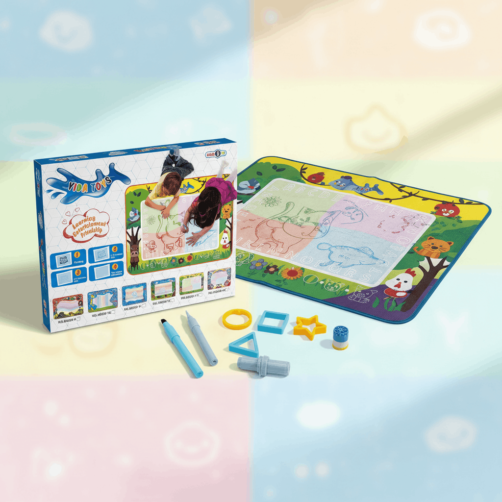 Kids Magic Water Drawing Mat – Reusable Doodle & Learning Painting Mat with Water Pen - TodsKart