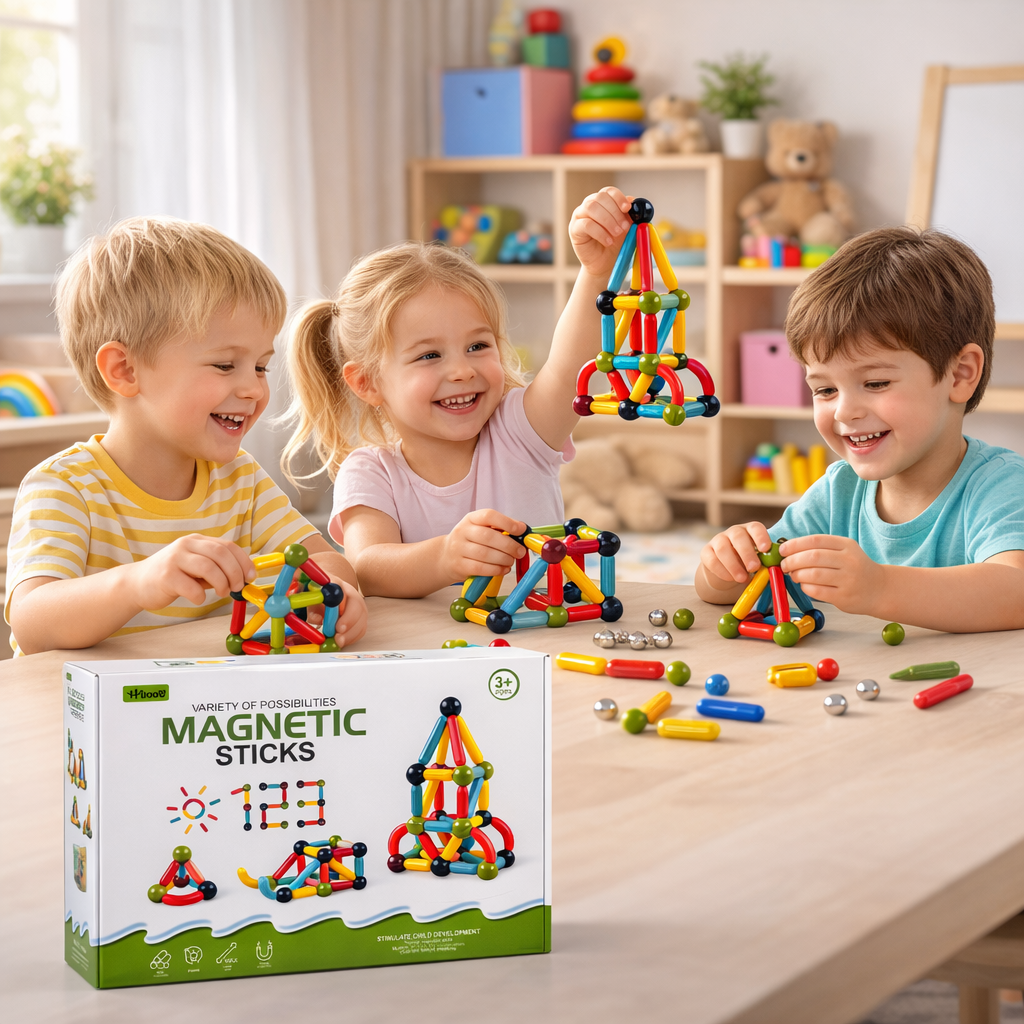 Magnetic Sticks Building Set for Kids – Creative Educational Magnetic Construction Toy - TodsKart