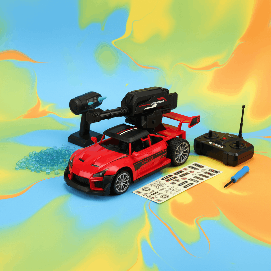 RC Racing Water Bomb Car – 1:20 Scale Remote Control Shooting Car with Water Gel Blaster, Lights & Rechargeable Battery - TodsKart