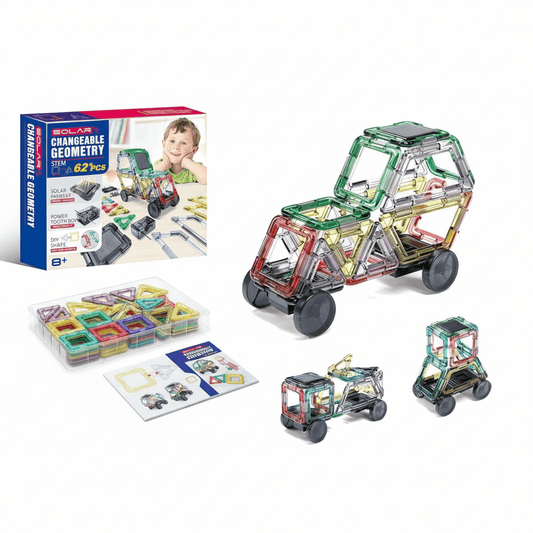Solar STEM Building Kit – 62+ PCS Changeable Geometry Construction Set with Solar Power Module - TodsKart