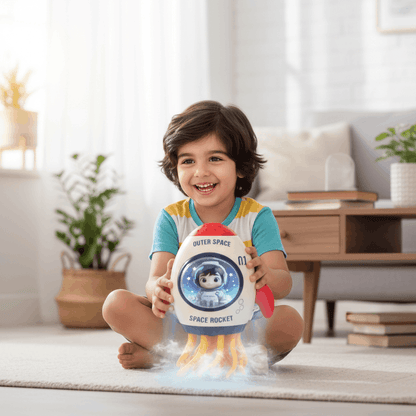 Space Rocket Spray Toy with Lights & Music – Electric Bump & Go Mist Toy for Kids - TodsKart