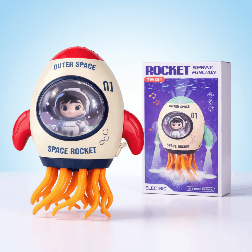 Space Rocket Spray Toy with Lights & Music – Electric Bump & Go Mist Toy for Kids - TodsKart