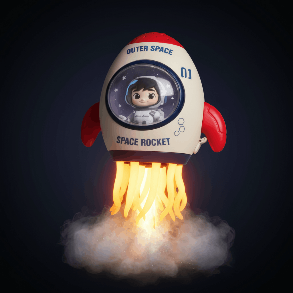 Space Rocket Spray Toy with Lights & Music – Electric Bump & Go Mist Toy for Kids - TodsKart
