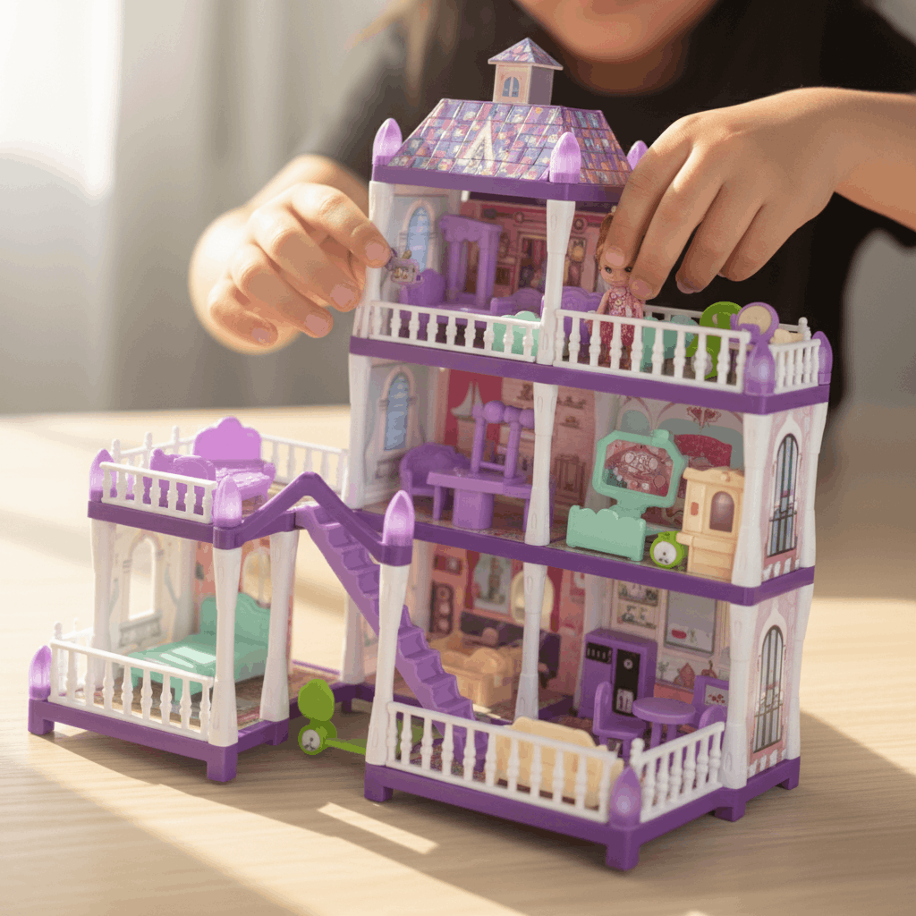 Villa Doll House Play Set – 192 Pieces Luxury Doll House with Furniture & Accessories - TodsKart
