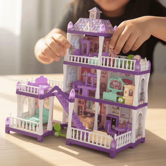 Villa Doll House Play Set – 192 Pieces Luxury Doll House with Furniture & Accessories - TodsKart