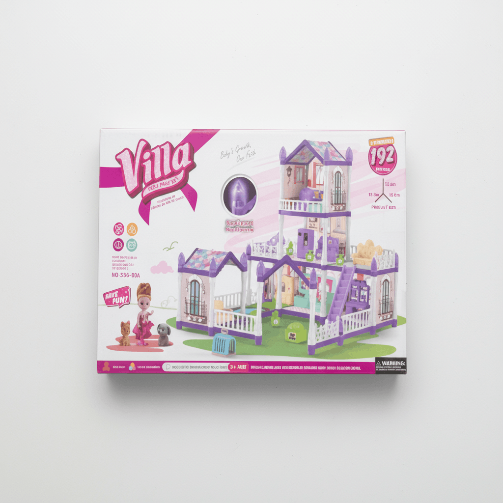 Villa Doll House Play Set – 192 Pieces Luxury Doll House with Furniture & Accessories - TodsKart